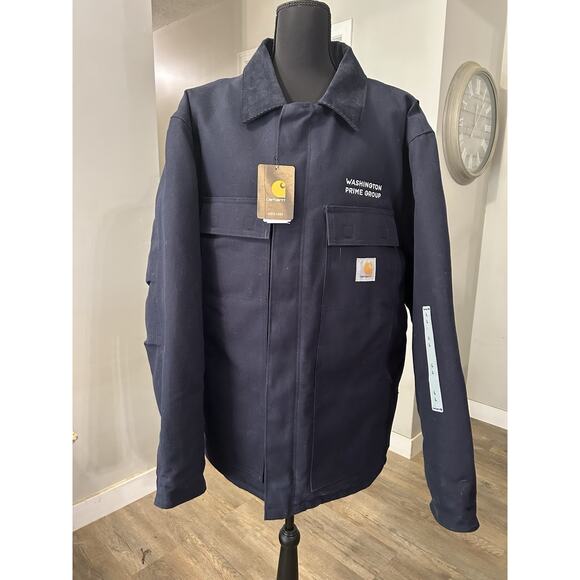 NWT Carhartt Loose Fit Firm Duck Insulated Traditional Coat Navy Large New - Picture 1 of 11